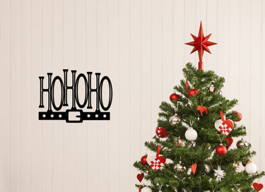 Ho Ho Ho Christmas Sign with Santa Claus Belt | Metal Wall Decor | Christmas and Holiday Decor | Metal Christmas Sign | Winter Metal Word